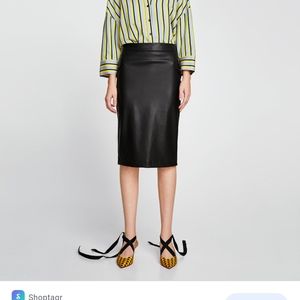 Zara faux leather pencil straight midi skirt
